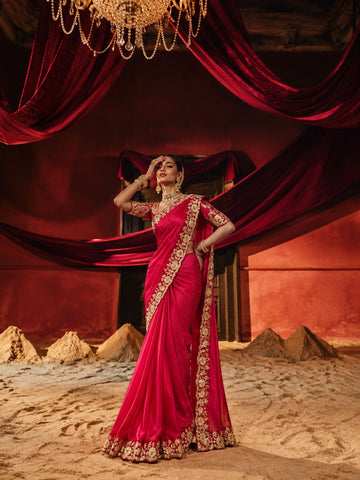 Surkh Dastaan – Sequin Elegance in Faux Georgette