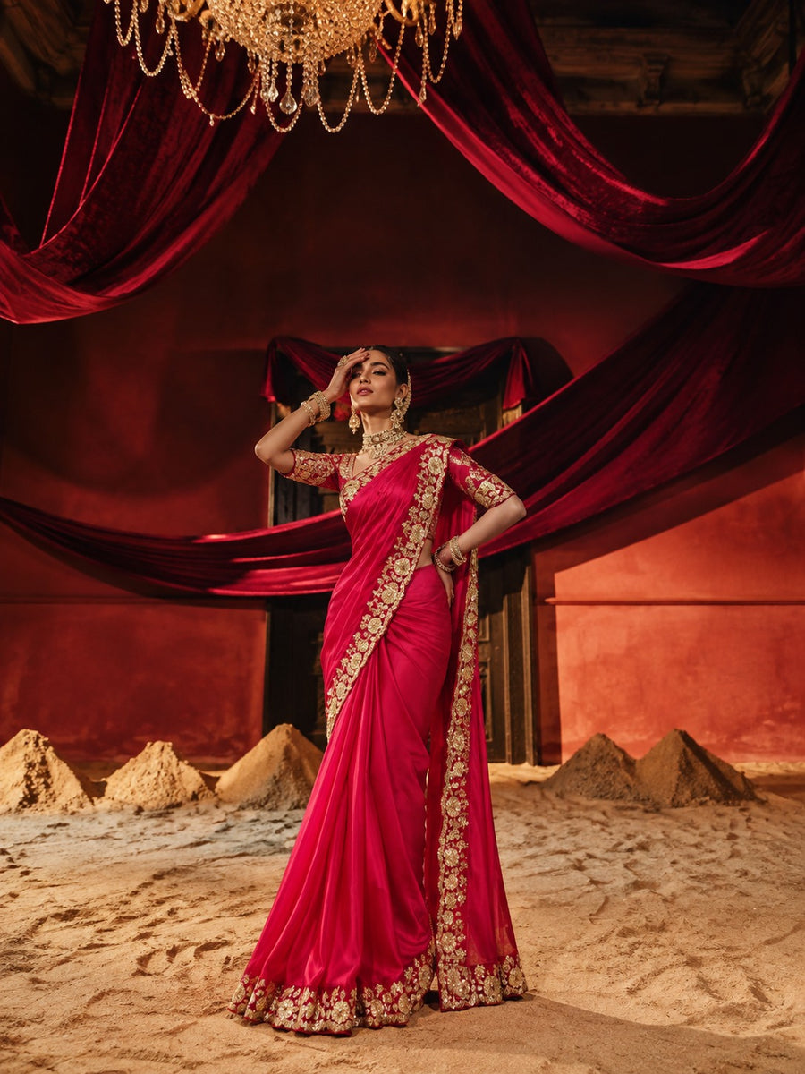 Surkh Dastaan – Sequin Elegance in Faux Georgette