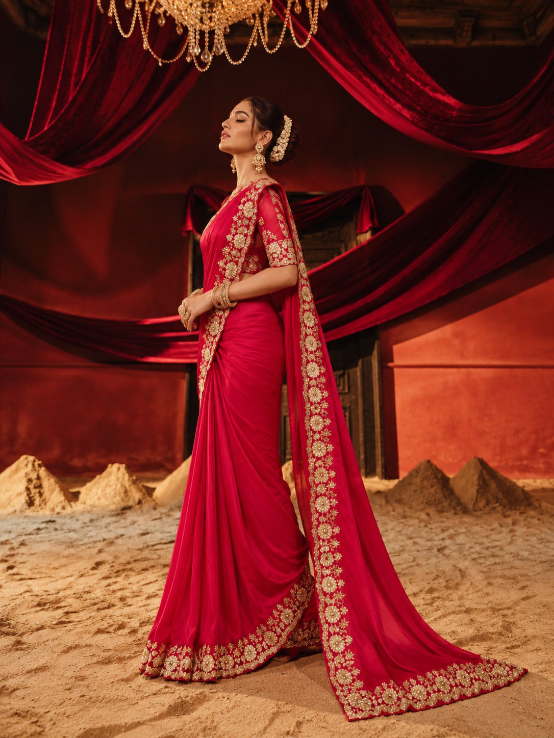 Surkh Dastaan – Sequin Elegance in Faux Georgette