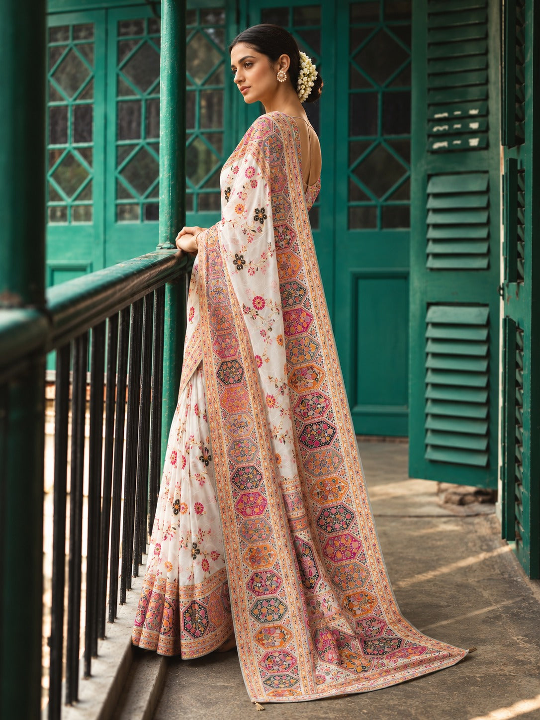 Kashmiri Virasat Pashmina Silk Weaving Saree With Kashmiri Thread