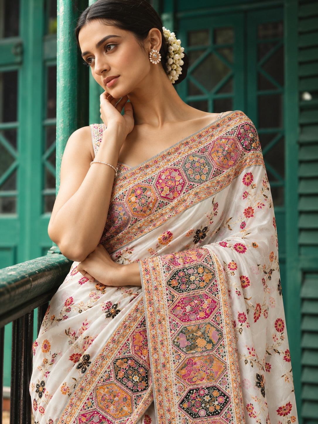 Kashmiri Virasat Pashmina Silk Weaving Saree With Kashmiri Thread