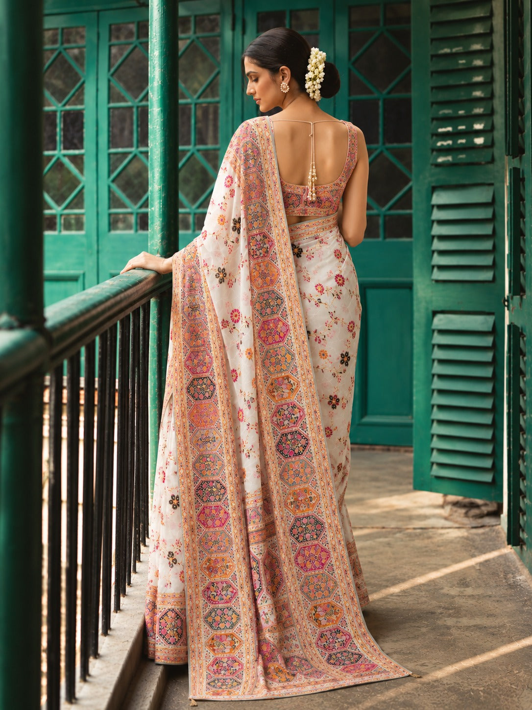 Kashmiri Virasat Pashmina Silk Weaving Saree With Kashmiri Thread
