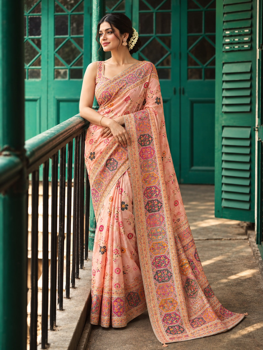 Kashmiri Virasat Pashmina Silk Weaving Saree With Kashmiri Thread