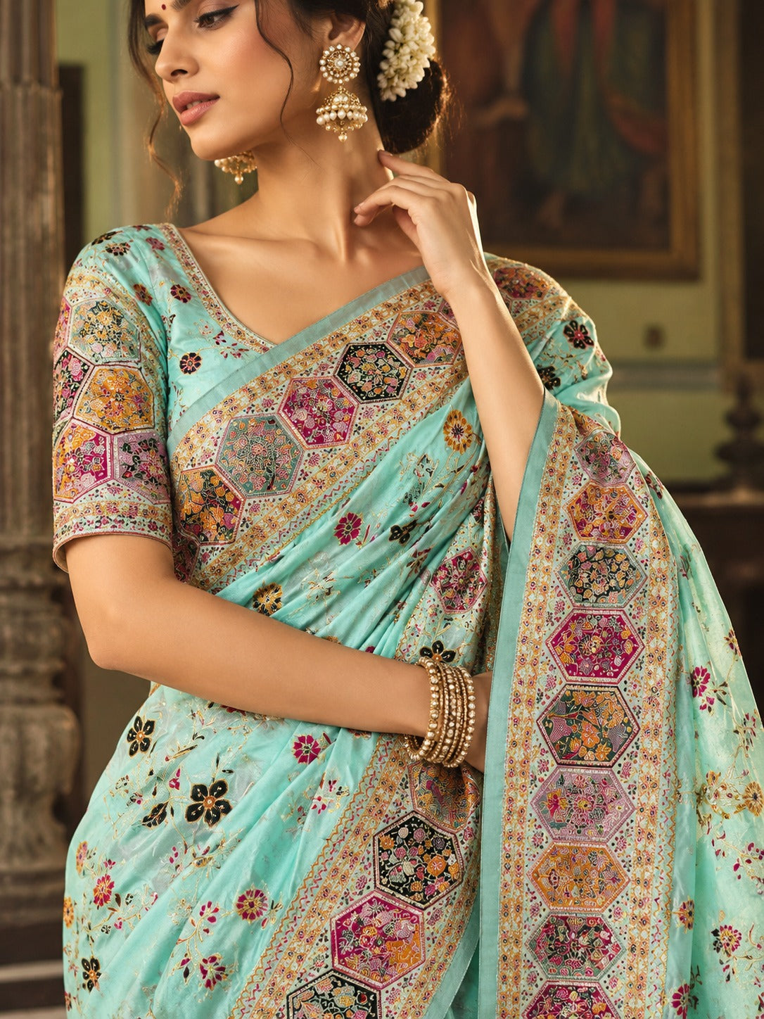 Kashmiri Virasat Pashmina Silk Weaving Saree With Kashmiri Thread