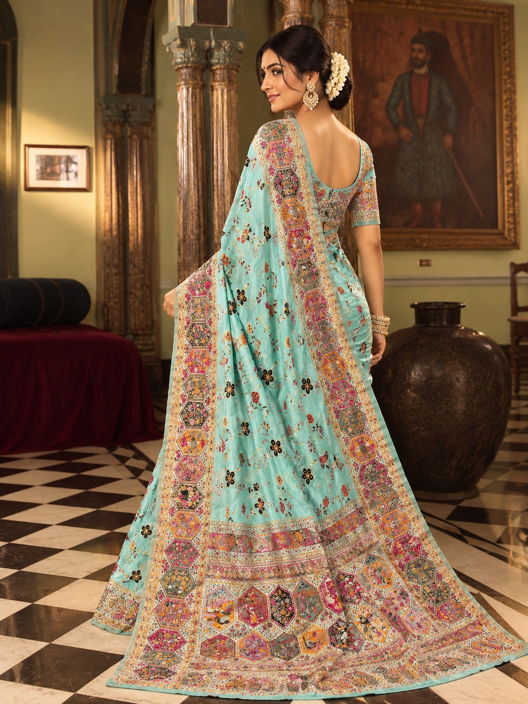 Kashmiri Virasat Pashmina Silk Weaving Saree With Kashmiri Thread