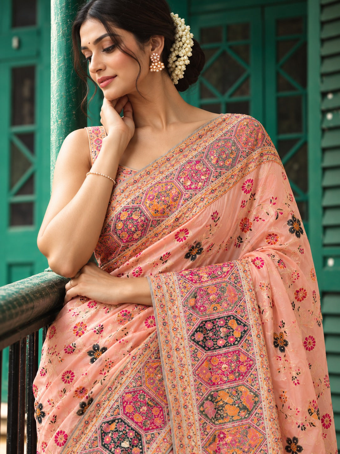 Kashmiri Virasat Pashmina Silk Weaving Saree With Kashmiri Thread
