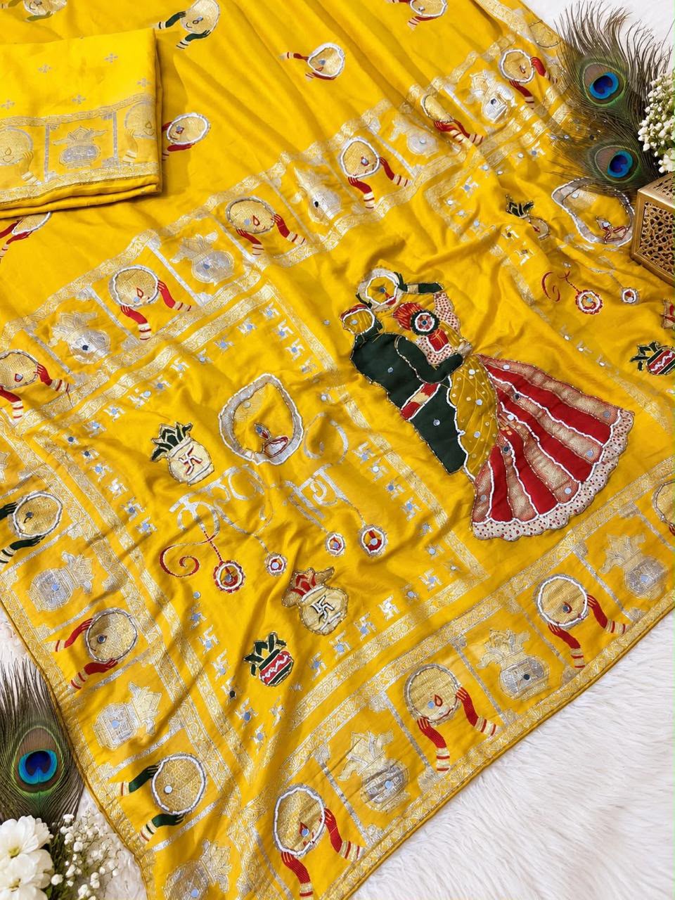Chand Riwaaz Dola Viscose Saree | Meena Weave & Mirror Work