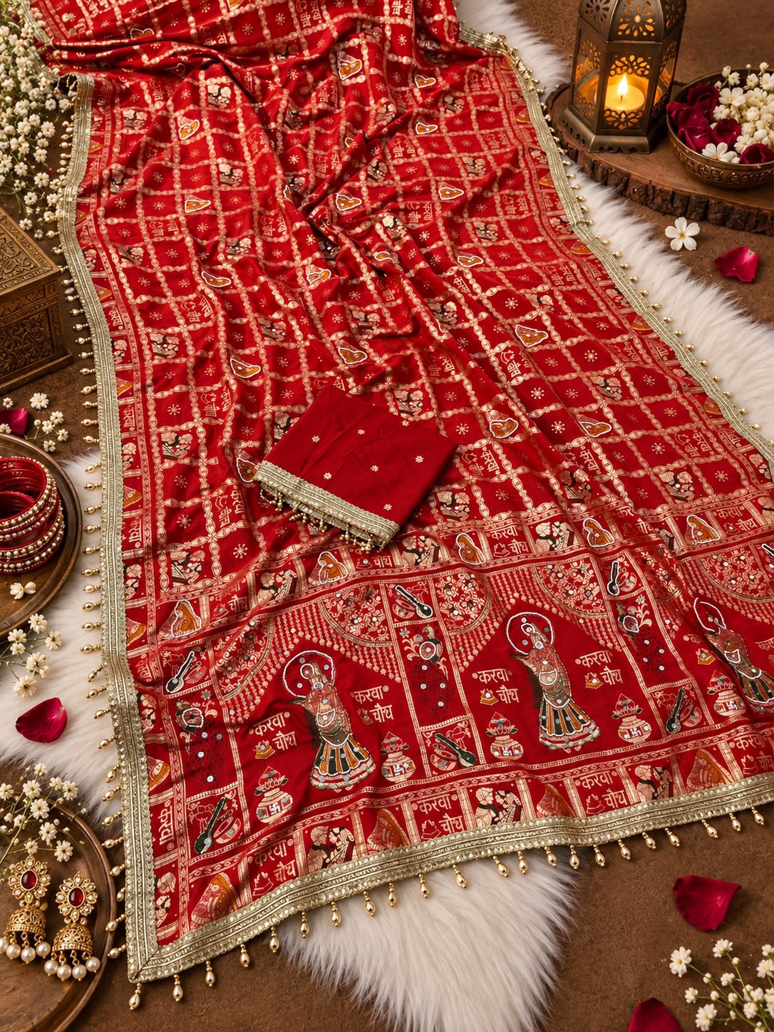 Suhag Riwaaz Dola Viscose Saree | Meena Weave & Mirror Work