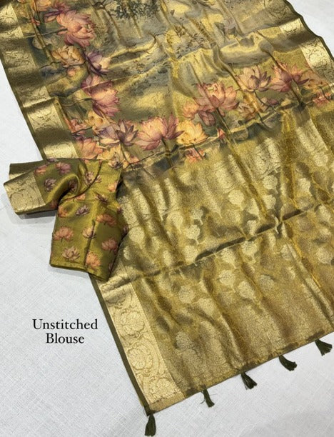 Kanak Kamal Pure Glass Tissue Silk Saree