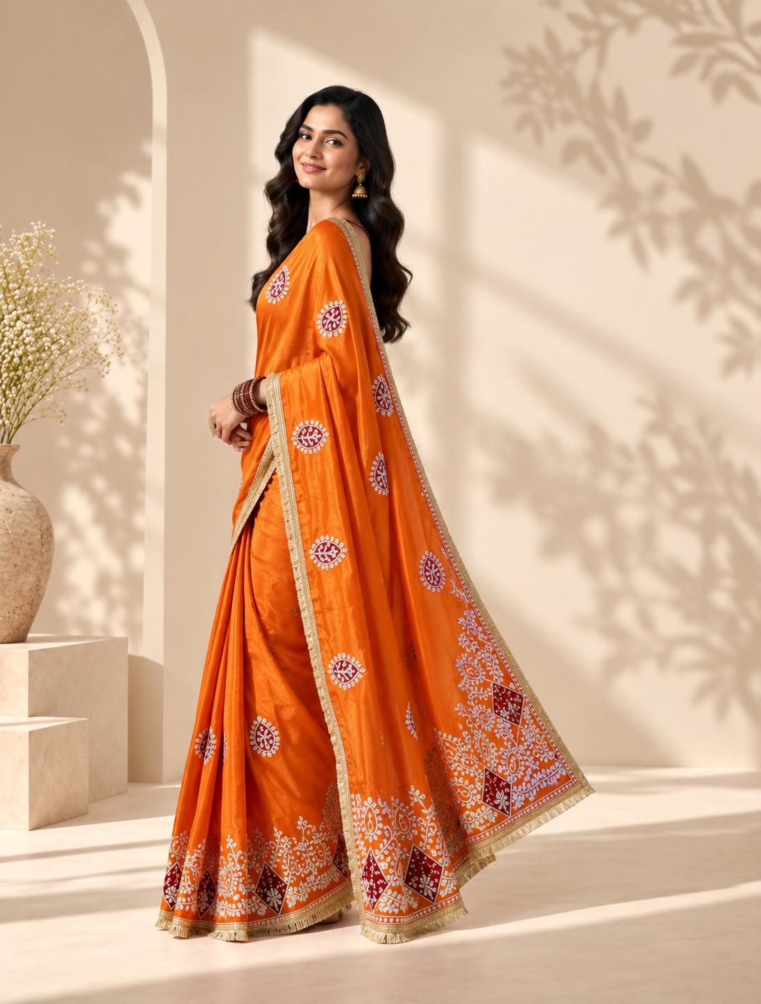 Virasat Cosmos Silk Saree | Jaipuri Gota Patti & Bandhej