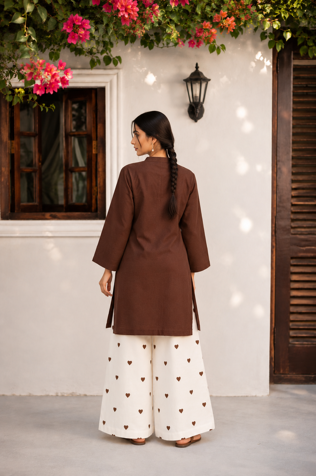 Little Heart Co-Ord Set – Cocoa Brown & Ivory