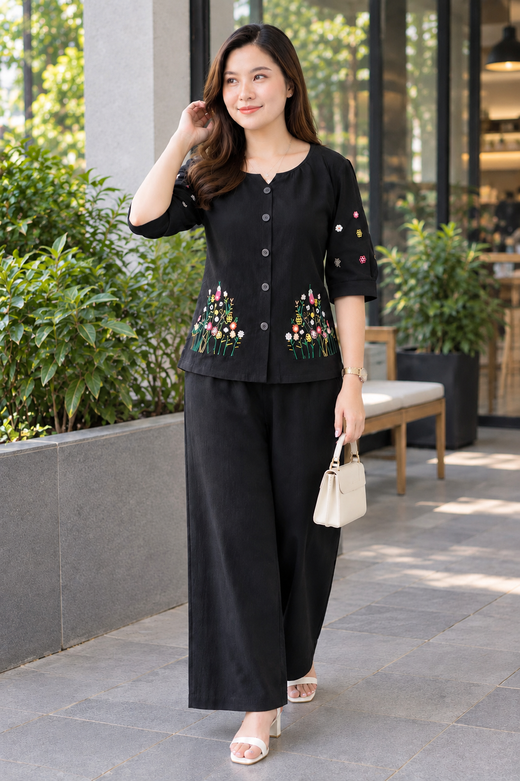 Black Petal & Poise Co-Ord Set