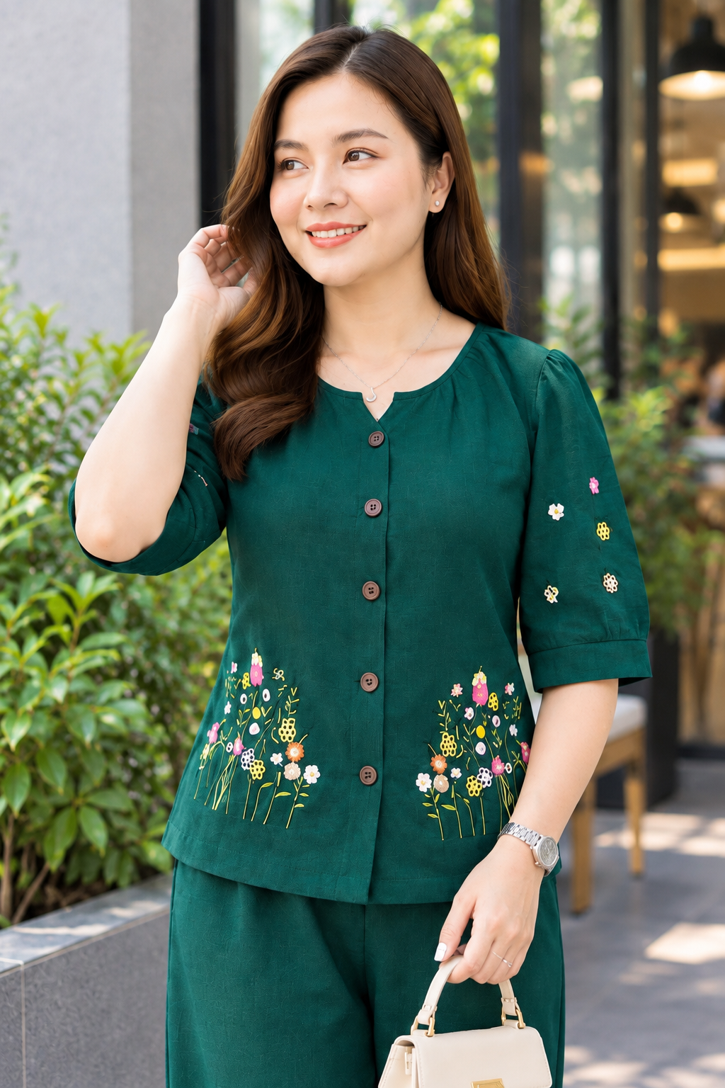 Dark Green Petal & Poise Co-Ord Set