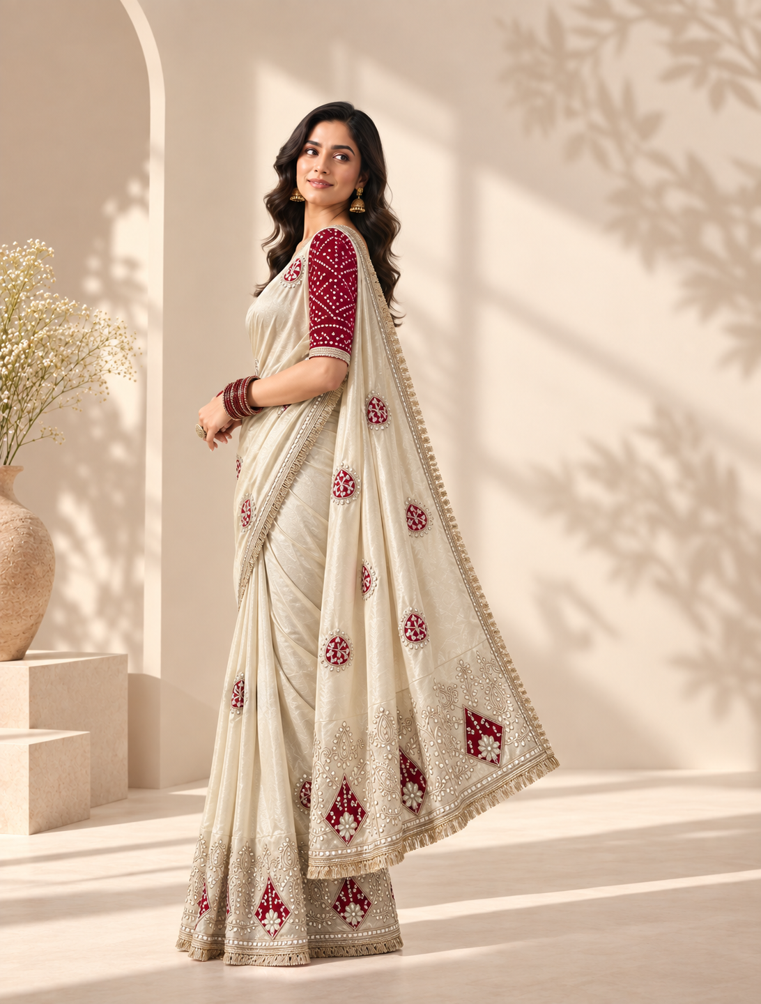 Virasat Cosmos Silk Saree | Jaipuri Gota Patti & Bandhej
