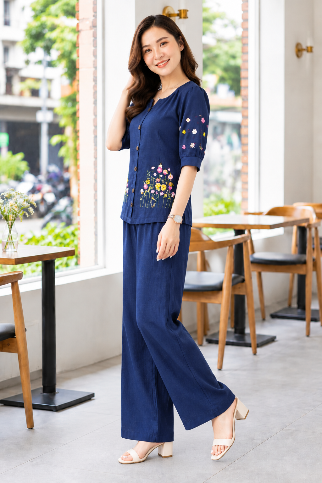 Dark Blue Petal & Poise Co-Ord Set