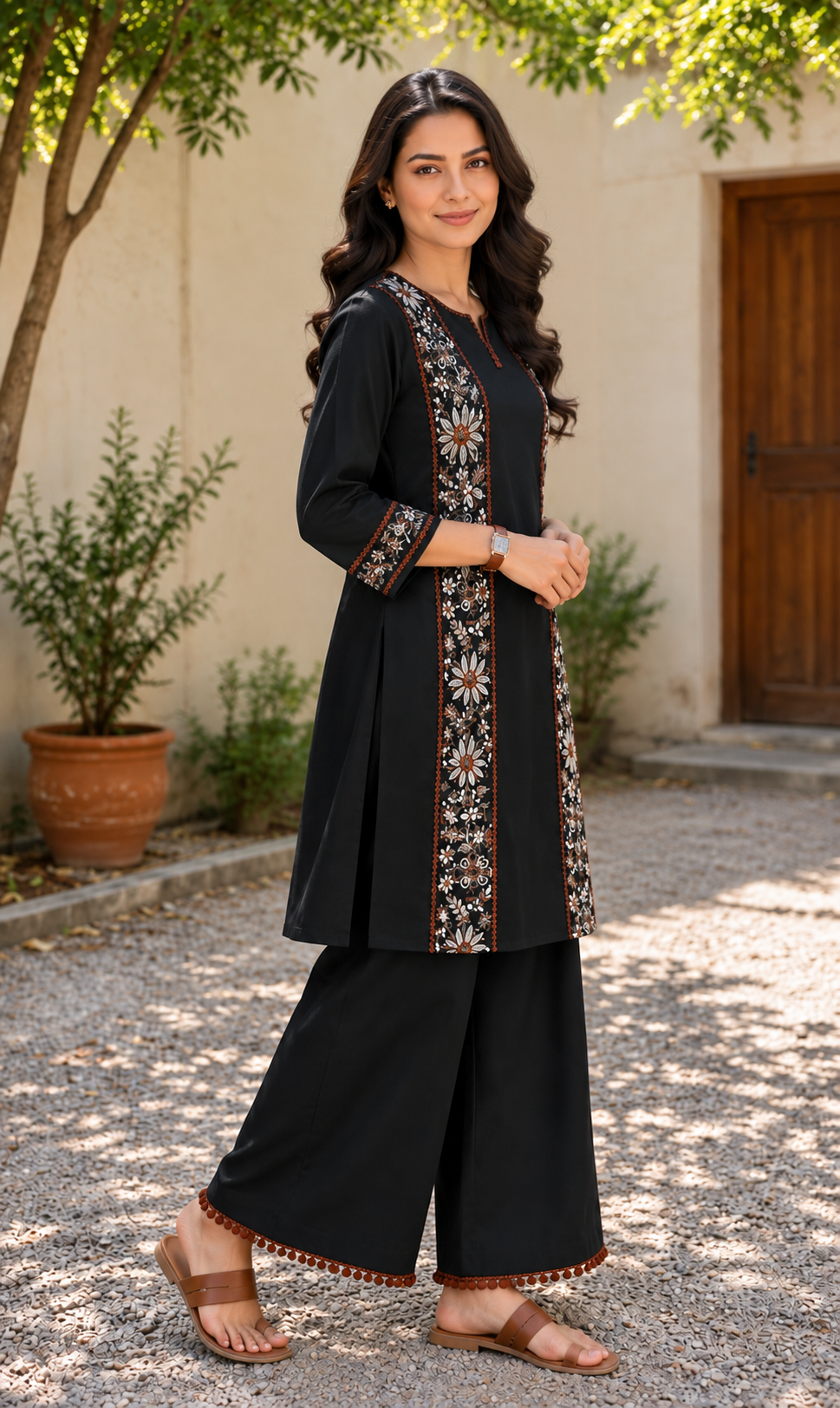 Black Embroidered Muse Co-Ord Set