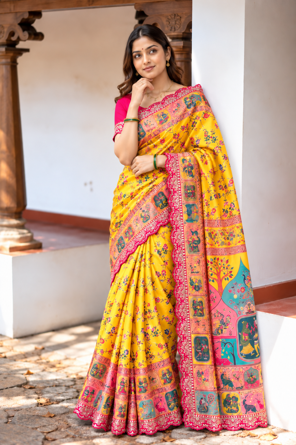 Virasa Designer Dola Banarasi Saree | Gujarat Heritage Digital Print