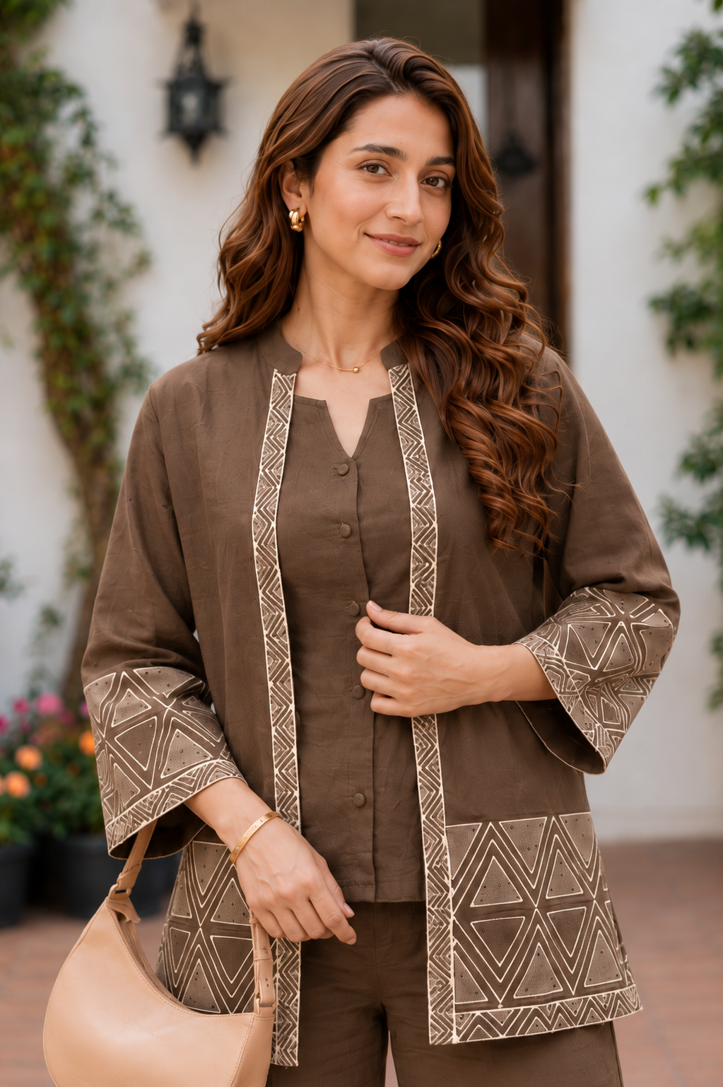 Brown Geometric Grace Co-Ord Set