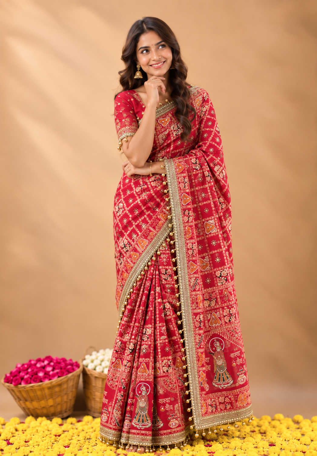 Suhag Riwaaz Dola Viscose Saree | Meena Weave & Mirror Work