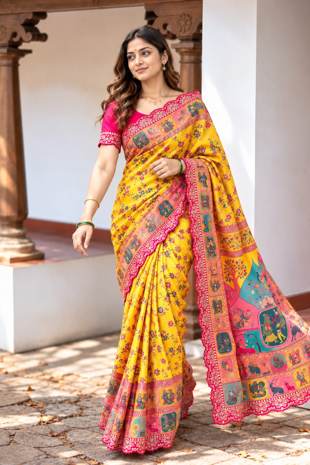 Virasa Designer Dola Banarasi Saree | Gujarat Heritage Digital Print