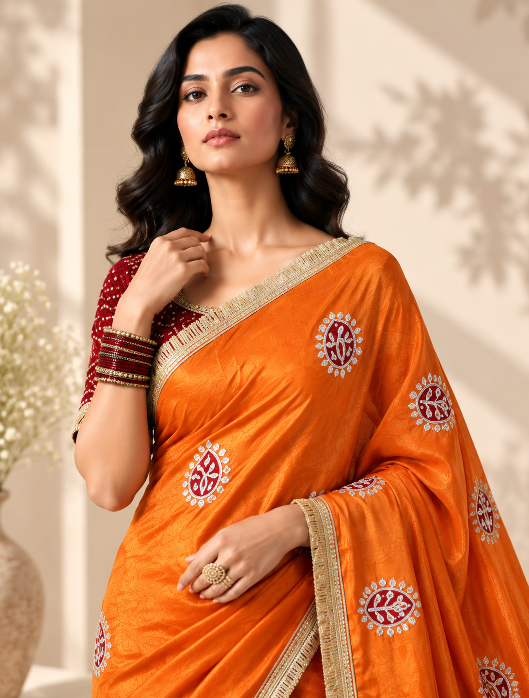 Virasat Cosmos Silk Saree | Jaipuri Gota Patti & Bandhej