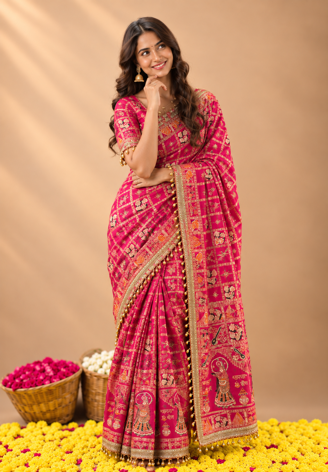 Suhag Riwaaz Dola Viscose Saree | Meena Weave & Mirror Work