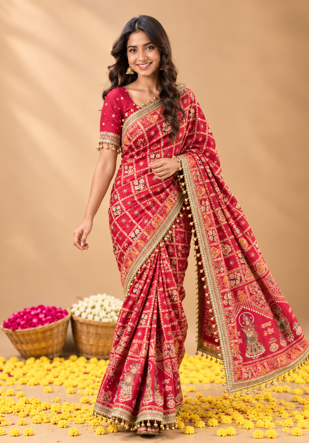 Suhag Riwaaz Dola Viscose Saree | Meena Weave & Mirror Work