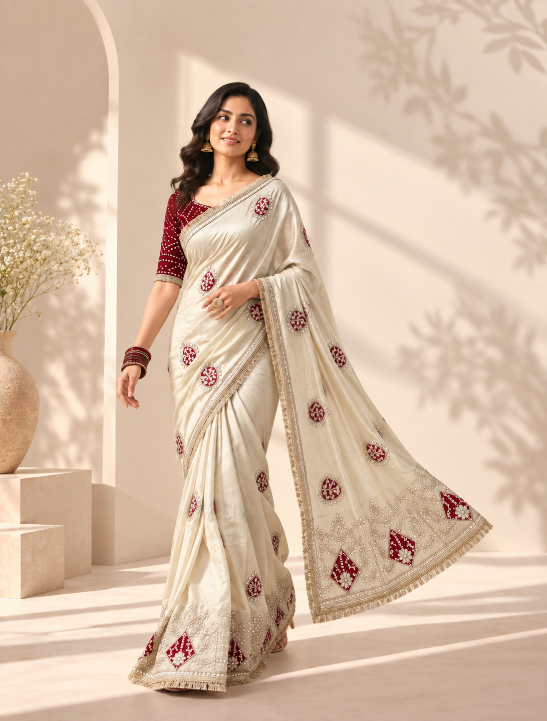 Virasat Cosmos Silk Saree | Jaipuri Gota Patti & Bandhej