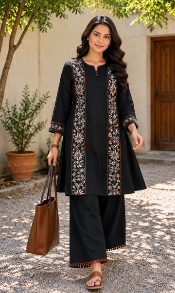 Black Embroidered Muse Co-Ord Set
