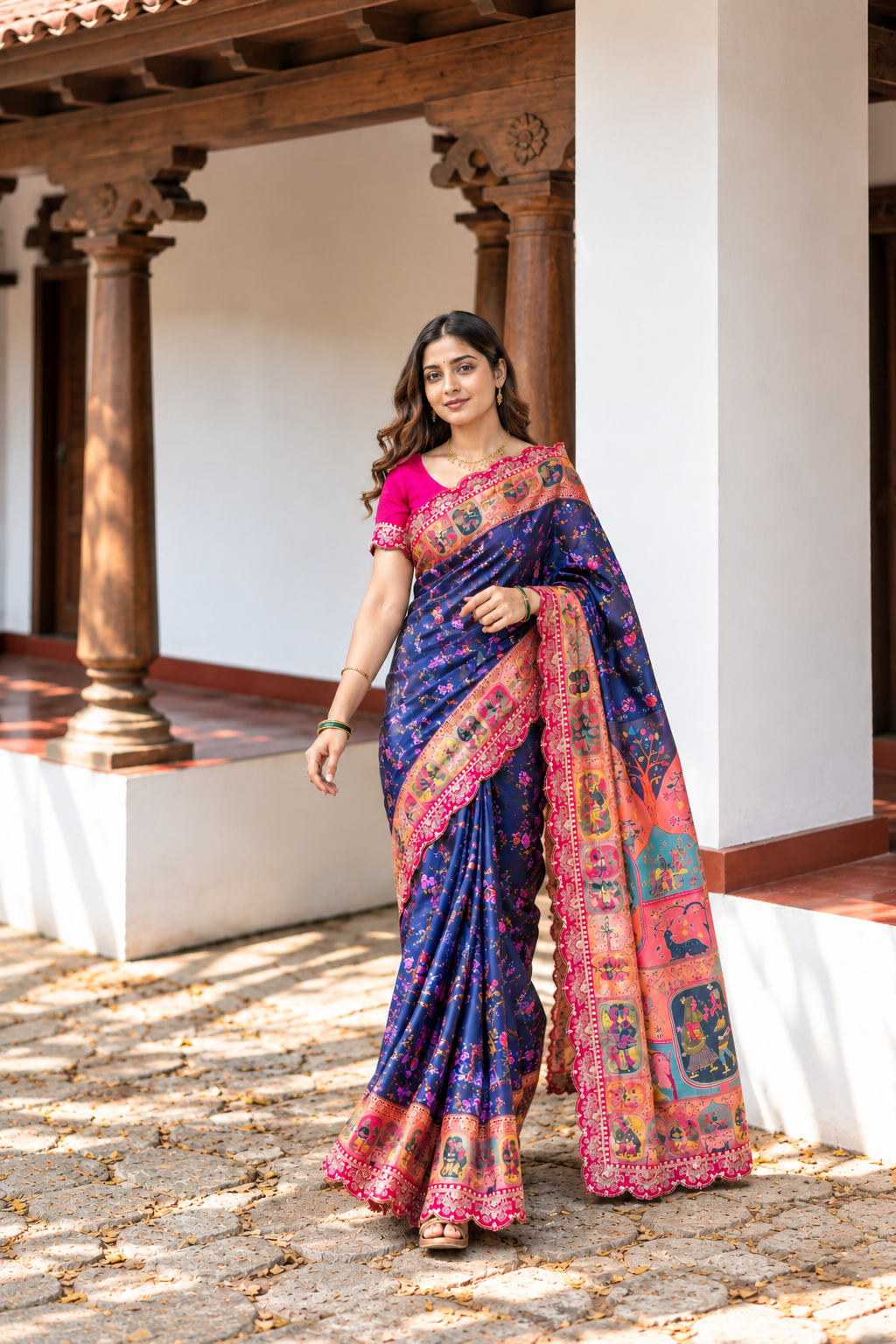 Virasa Designer Dola Banarasi Saree | Gujarat Heritage Digital Print
