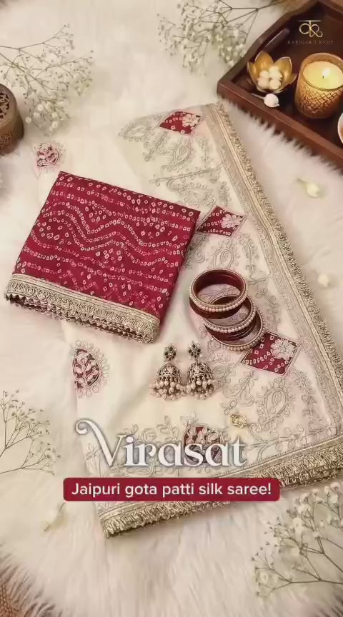 Virasat Cosmos Silk Saree | Jaipuri Gota Patti & Bandhej